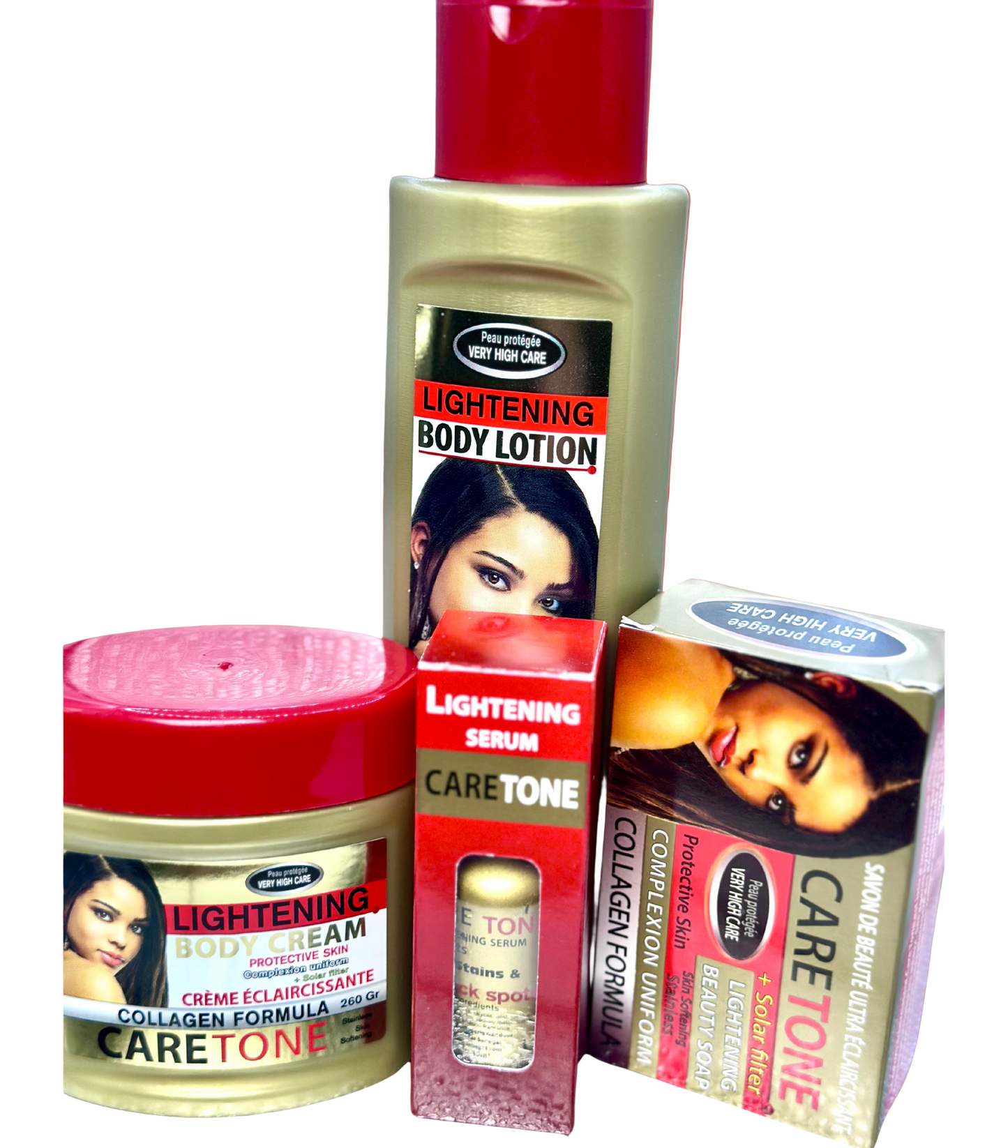 CareTone Collagen Formula Set (Body Lotion 500mL+ Beauty Soap 200g + Serum 30mL+ Cream 260g