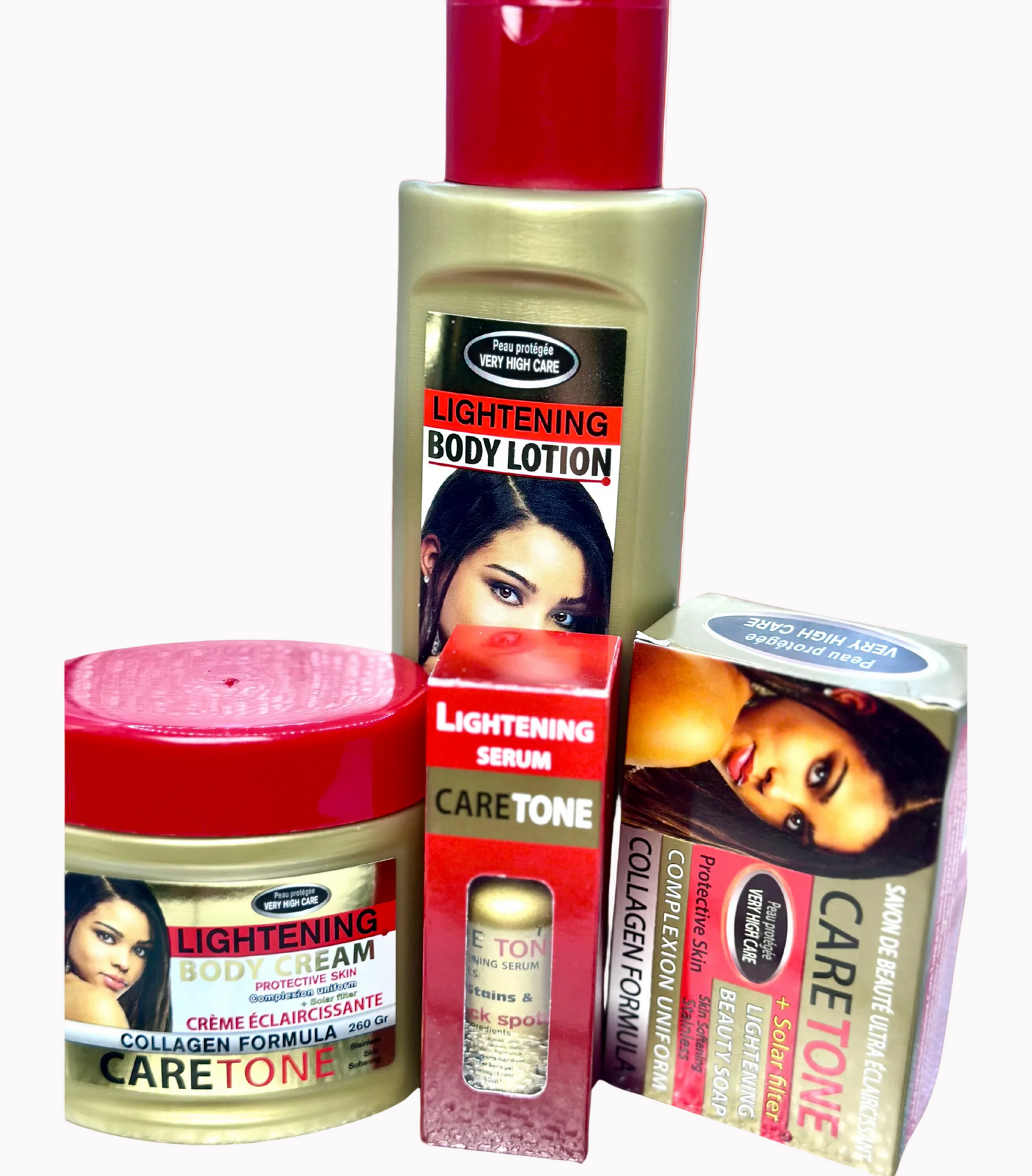CareTone Collagen Formula Set (Body Lotion 500mL+ Beauty Soap 200g + Serum 30mL+ Cream 260g