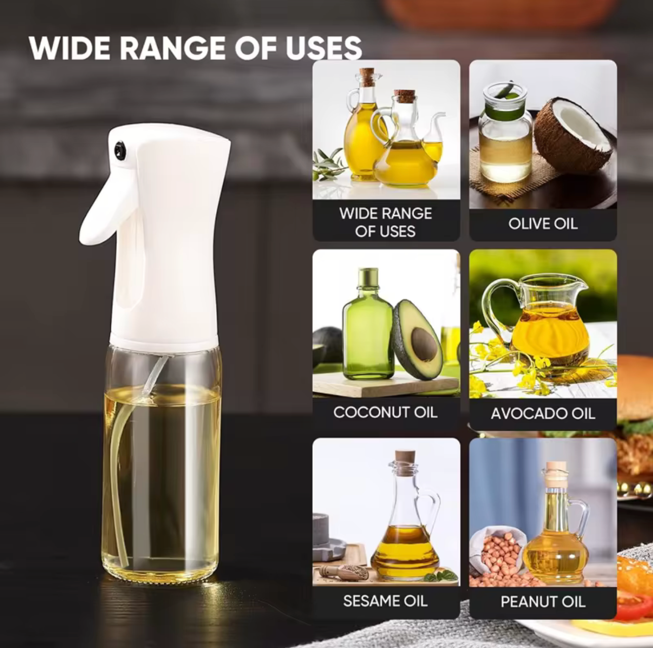 Reusable Glass Cooking Oil Sprayer Dispenser Bottle Spritzer Kitchen Essentials