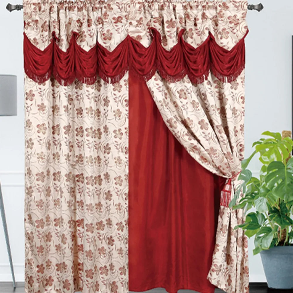 Floral Blackout Curtain for Home Decor - Polyester Material
