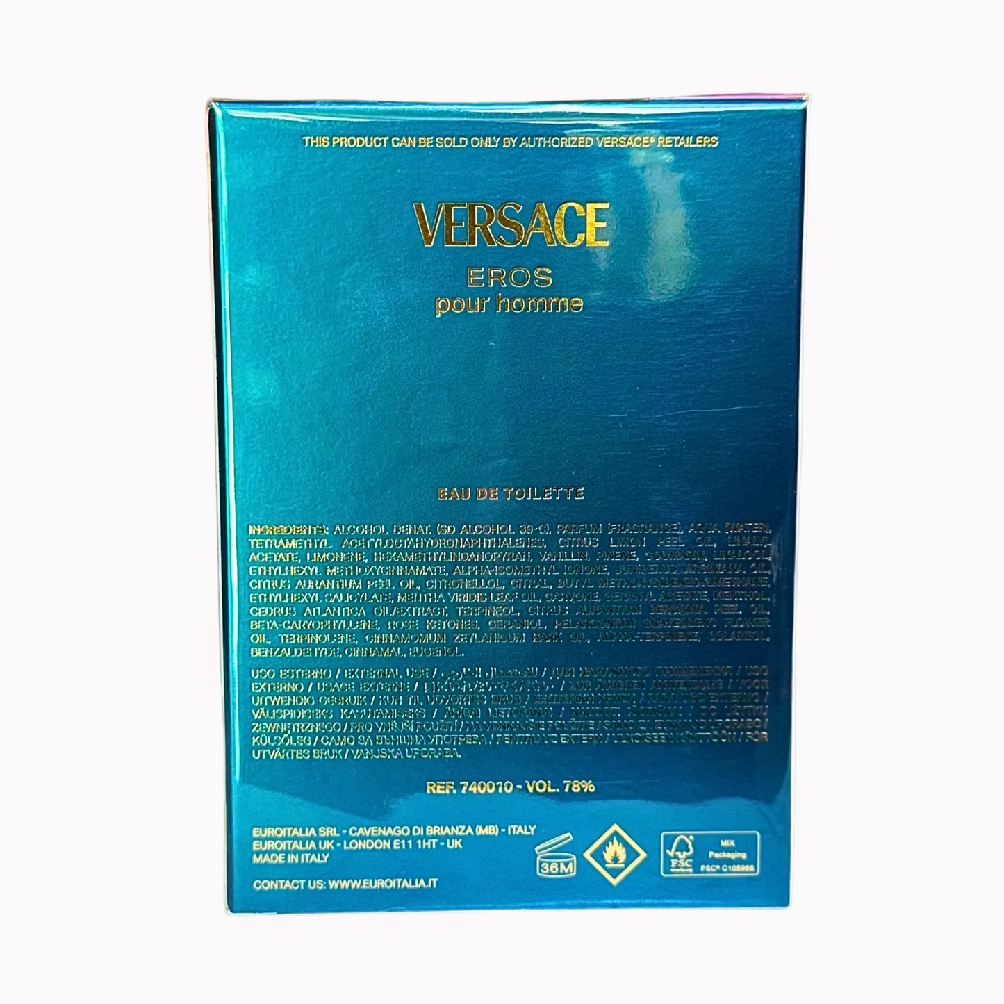 Versace Eros Eau De Toilet Pour Homme 3.4 Oz