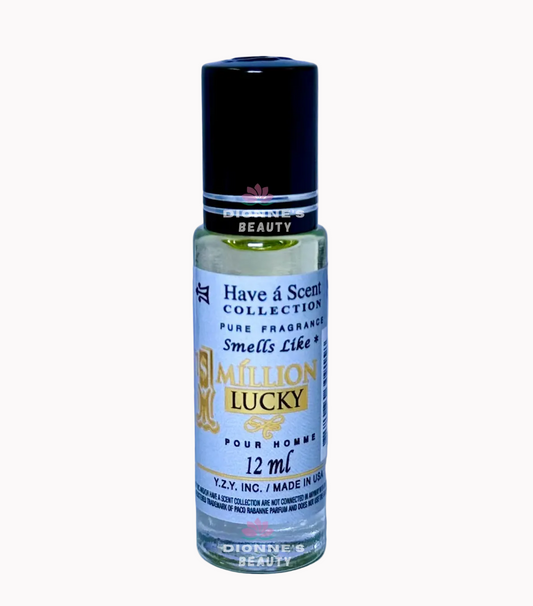 Have a Scent Collection Pure Fragrance Smells Like "1 Milliom Lucky" Pour Homme Roll On Oils 12ml