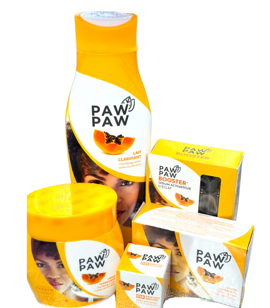 Paw Paw Lait Clarifiant SkinCare Set (Body Lotion 500ml + cream 500ml + soap 180g + Intensive Cream Tube 50mL + DSR 25mL + Oil 60ml)