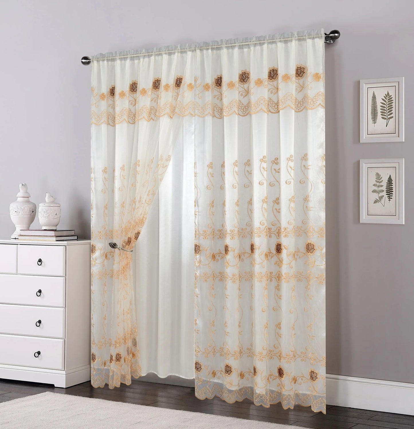 Embroidery Voile Sheer Curtains for Home Decor