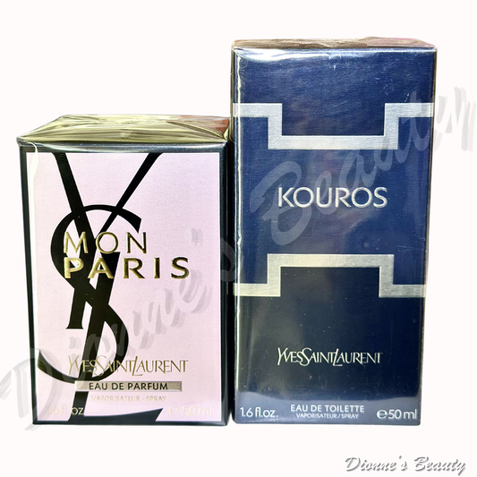 His & Hers Timeless Fragrance Set #2 (YSL Mon Paris EDP for Women 1.6Oz + YSL Kouros EDT for Men 1.6Oz)