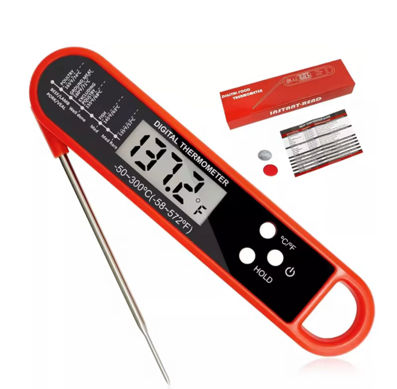 Stainless Steel Wireless Magnetic Digital Cooking Thermometer with Instant Read for Accurate Temperature Monitoring in Kitchen