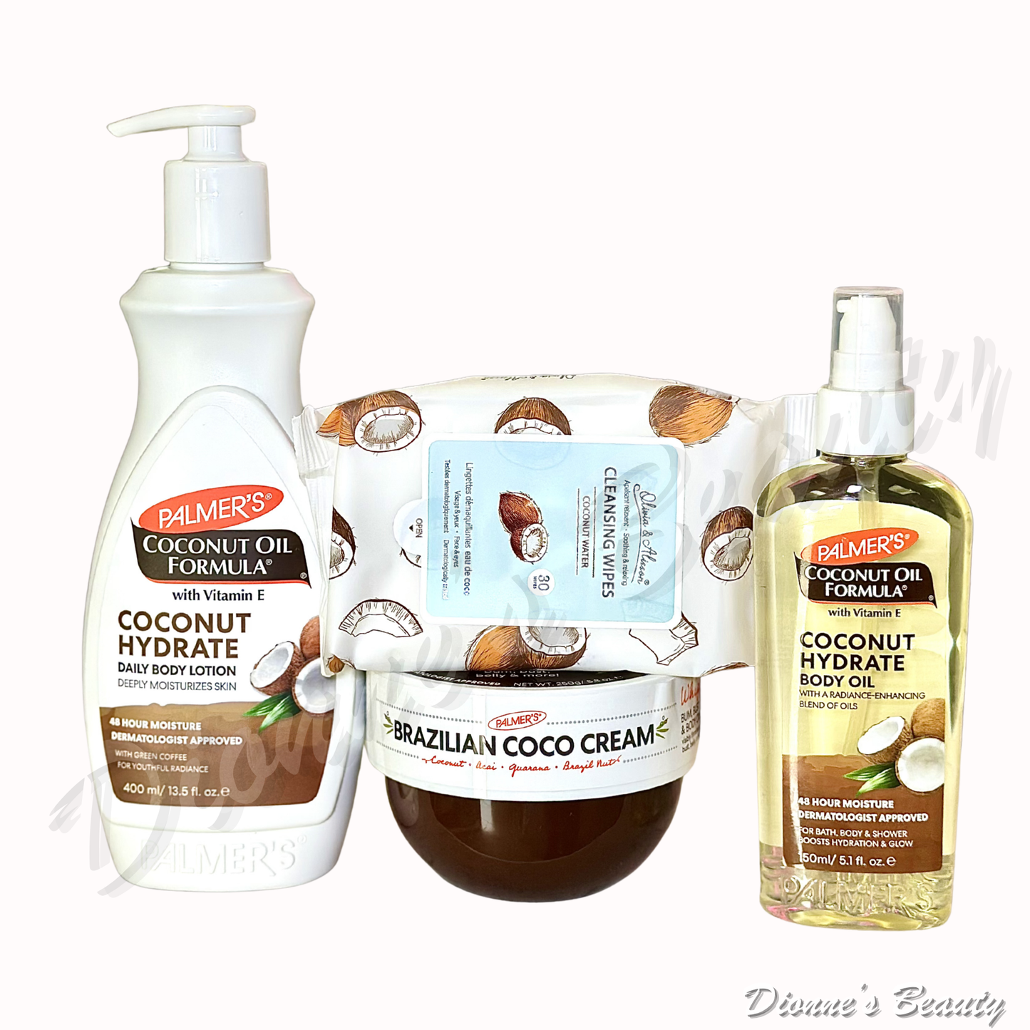 Brazilian Coco Glow Kit ( Palmer's Coconut Hydrate Lotion 13.5Oz + Coconut Hydrate Body Oil 5.1Oz + Brazilian Coco Cream 8.8Oz + Coconut Cleansing Wipes 30)