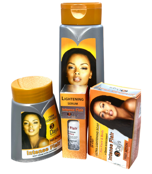 Intense Flair 3 Days Fast Result SkinCare Set (Lotion 500ml + Cream 360ml + Soap 200g + Serum 30mL)