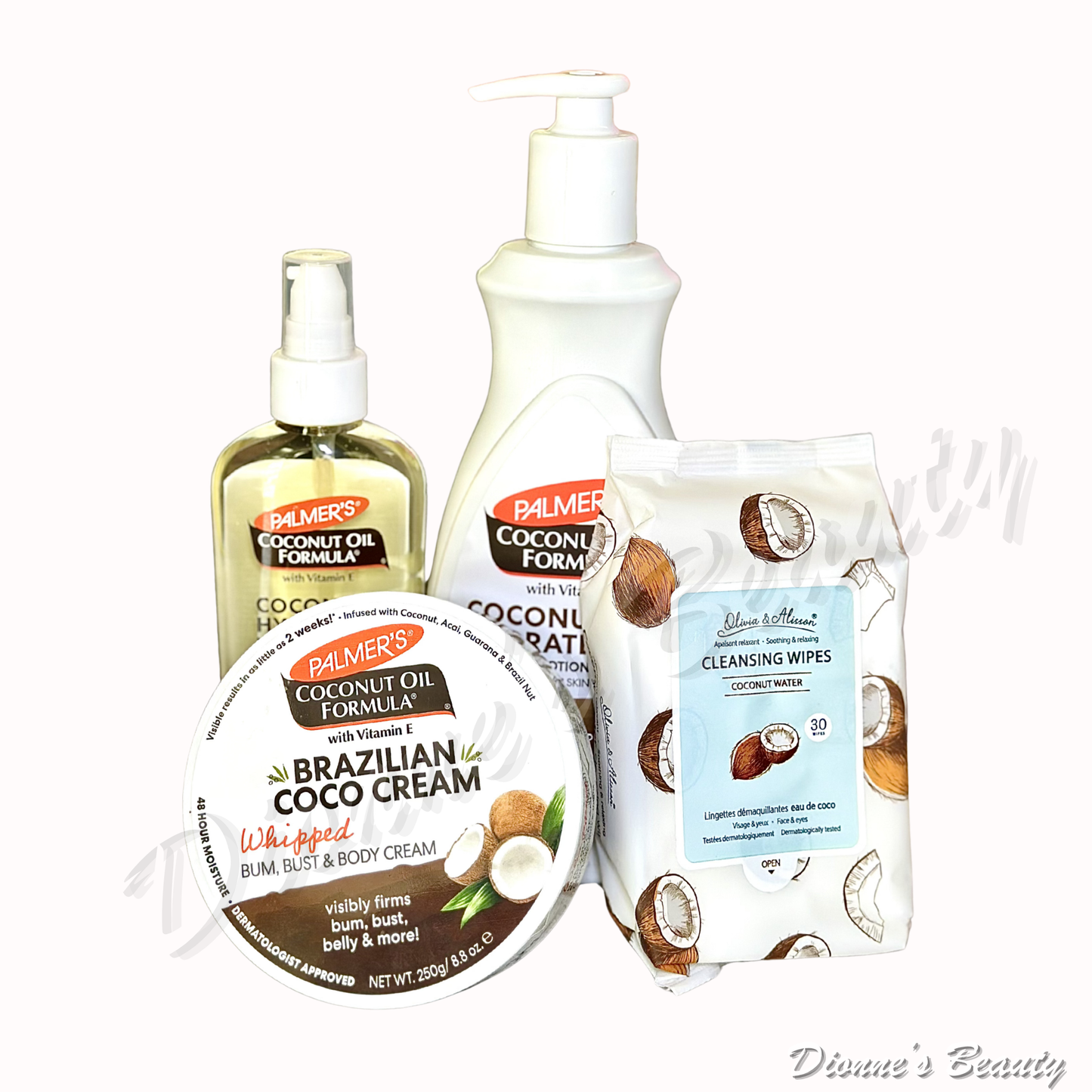 Brazilian Coco Glow Kit ( Palmer's Coconut Hydrate Lotion 13.5Oz + Coconut Hydrate Body Oil 5.1Oz + Brazilian Coco Cream 8.8Oz + Coconut Cleansing Wipes 30)