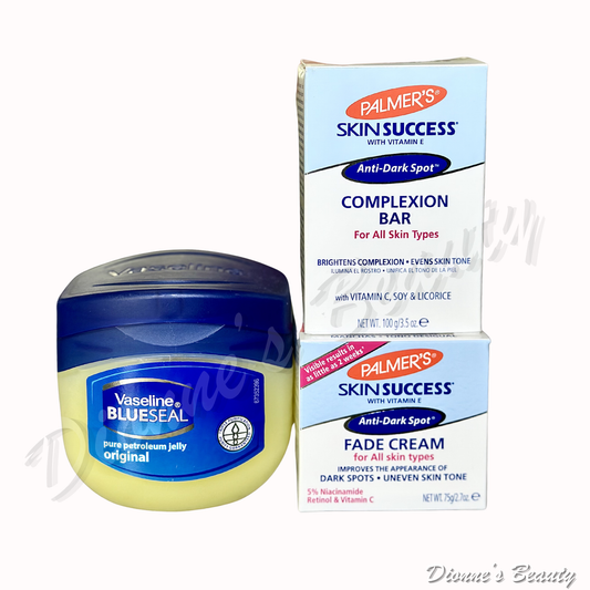 Complexion Clarity Kit #2 (Palmer's Skin Success Complexion Bar Soap 3.5Oz + Palmer's Skin Success Fade Cream 2.7Oz + Vaseline Pure Petroleum Jelly 250mL)
