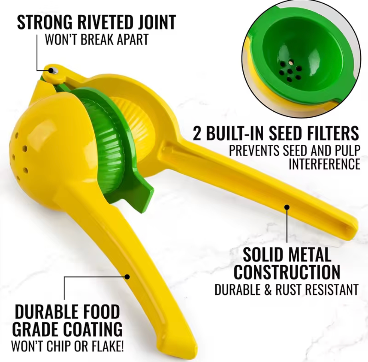 2 in 1 Handheld Metal Lemon Juicer Press Kitchen Hand Lime and Lemon Squeezer
