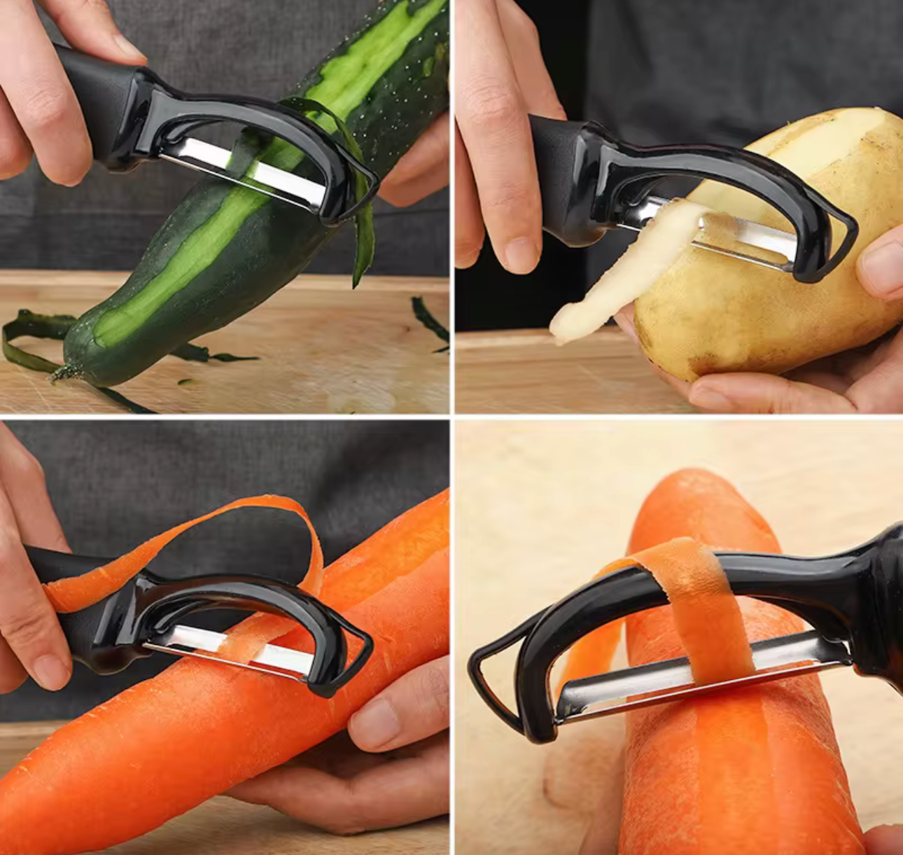 Stainless Steel Premium Swivel Kitchen Veggie Peeler Manual Operation Ultra Sharp Blades Soft Grip Handle for Easy Peeling