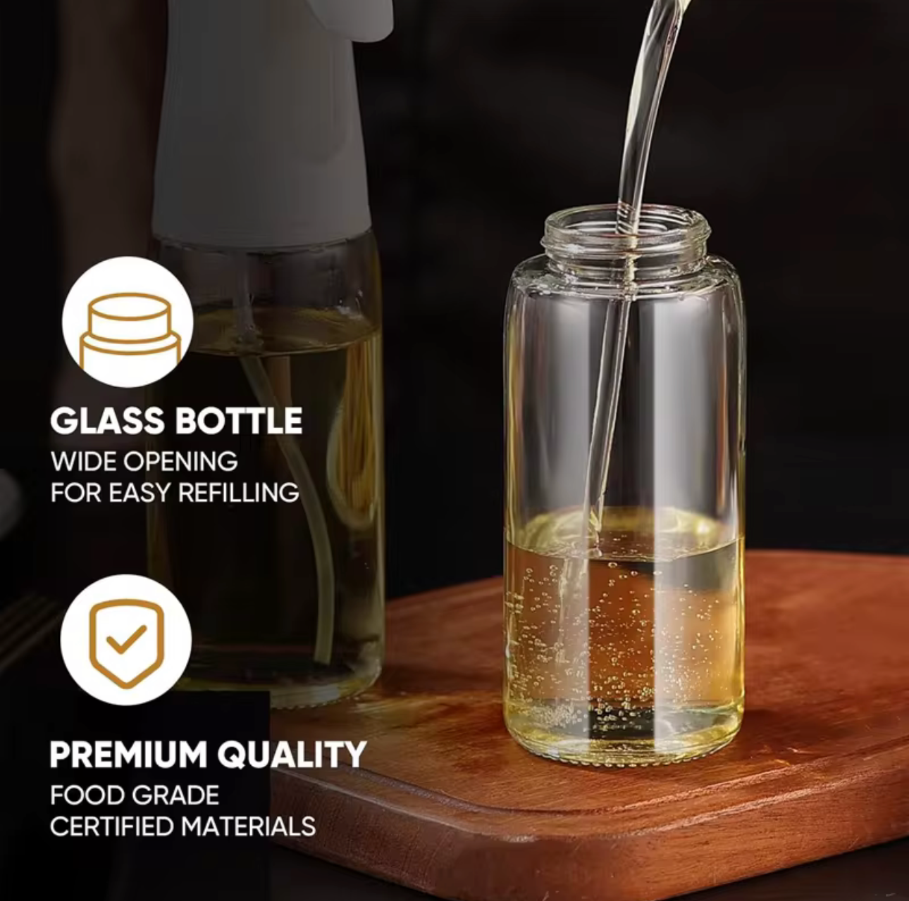 Reusable Glass Cooking Oil Sprayer Dispenser Bottle Spritzer Kitchen Essentials
