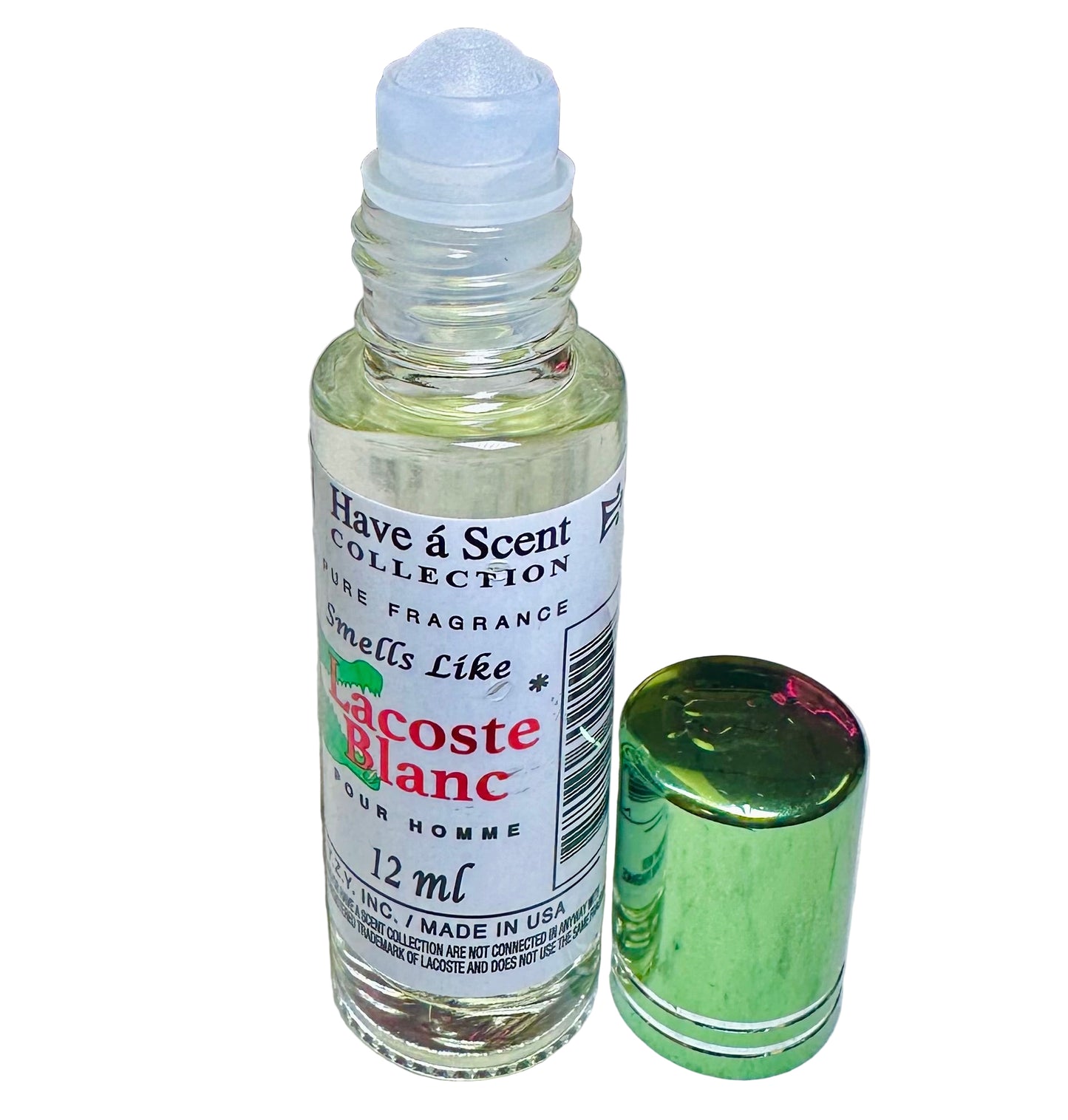 Have a Scent Collection Pure Fragrance Smells Like "Lacoste Blanc" Pour Homme Roll On Oils 12ml