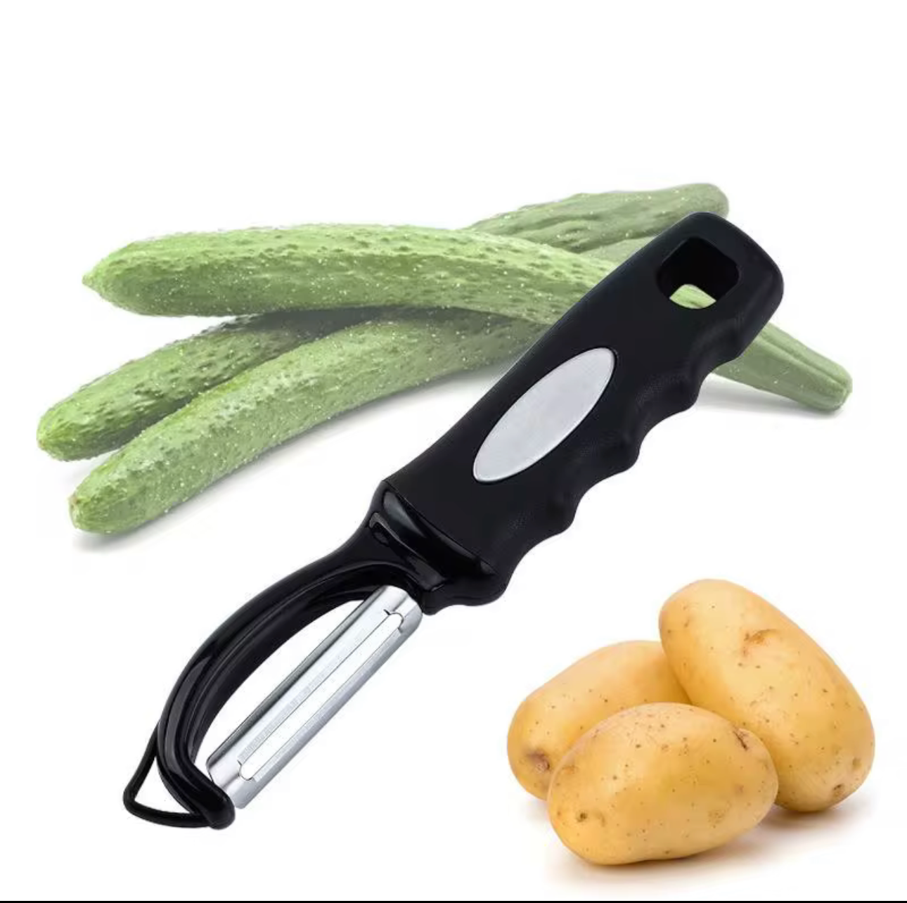 Stainless Steel Premium Swivel Kitchen Veggie Peeler Manual Operation Ultra Sharp Blades Soft Grip Handle for Easy Peeling